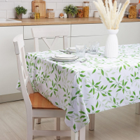 Клеёнка на стол Доляна &laquo;Листья&raquo;, на тканевой основе, ширина 137 см, рулон 20 м, толщина 0,22 мм, цвет белый