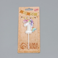 Свеча в торт "Единорог", цифра "1", 6 см Свеча в торт "Единорог", цифра "1", 6 см