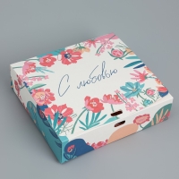 Коробка подарочная складная двухсторонняя, упаковка, &laquo;Цветы&raquo;, 20 х 18 х 5 см