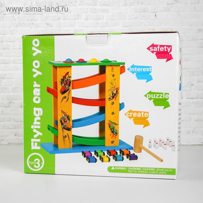 Автотрек 3 в 1 &laquo;Стучалка, гонки и боулинг&raquo;, 32 &times; 14 &times; 29 см