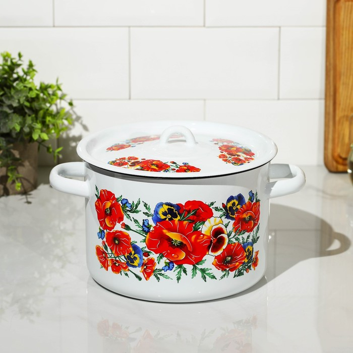 Кастрюля эмалированная &laquo;Маки. Мечта&raquo;, 4,5 л