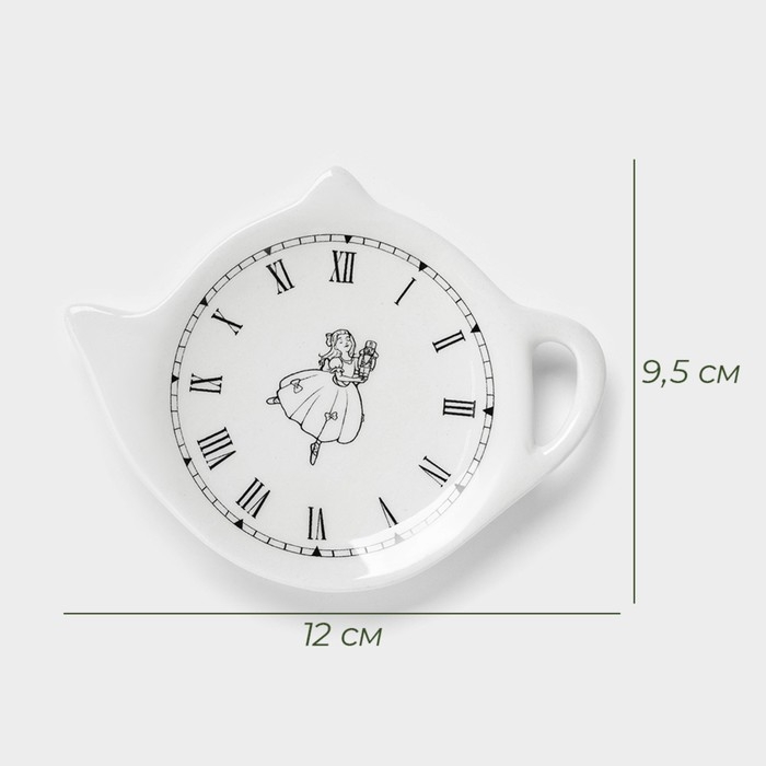 Новогодняя подставка под чайный пакетик Доляна &laquo;Волшебная сказка&raquo;, керамика, 12&times;9,5 см, цвет белый