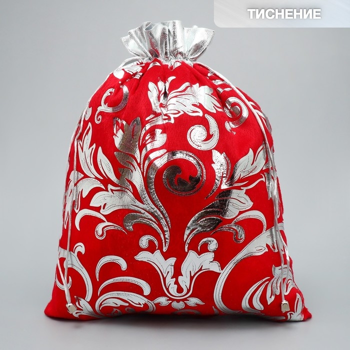 Мешочек подарочный плюш &laquo;Лучший подарок&raquo;, тиснение, 30 х 40 см +/- 1.5 см, Новый год