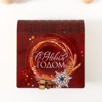 Шкатулка-книга "С Новым годом" коричневая, 14х14х6,5 см