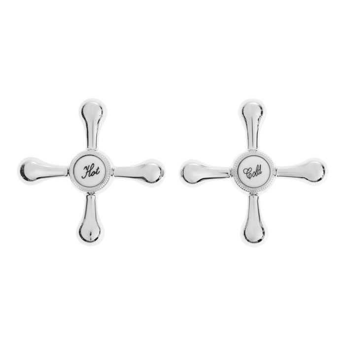 Ручка на смеситель ZEIN Z201, крест, для кран-букс со штоком на 24 шлица, цинк, цвет хром