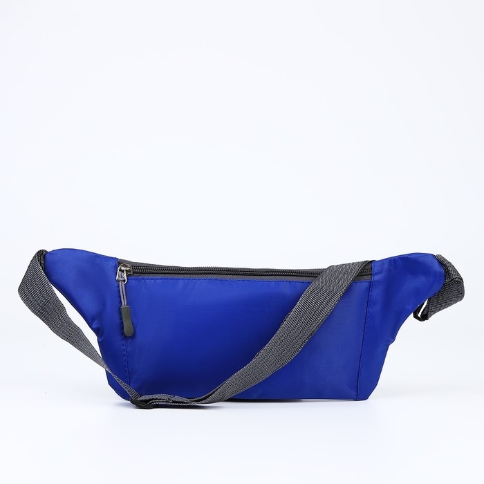 Поясная сумка на молнии, наружный карман, разъем для USB, цвет синий Поясная сумка на молнии, наружный карман, разъем для USB, цвет синий