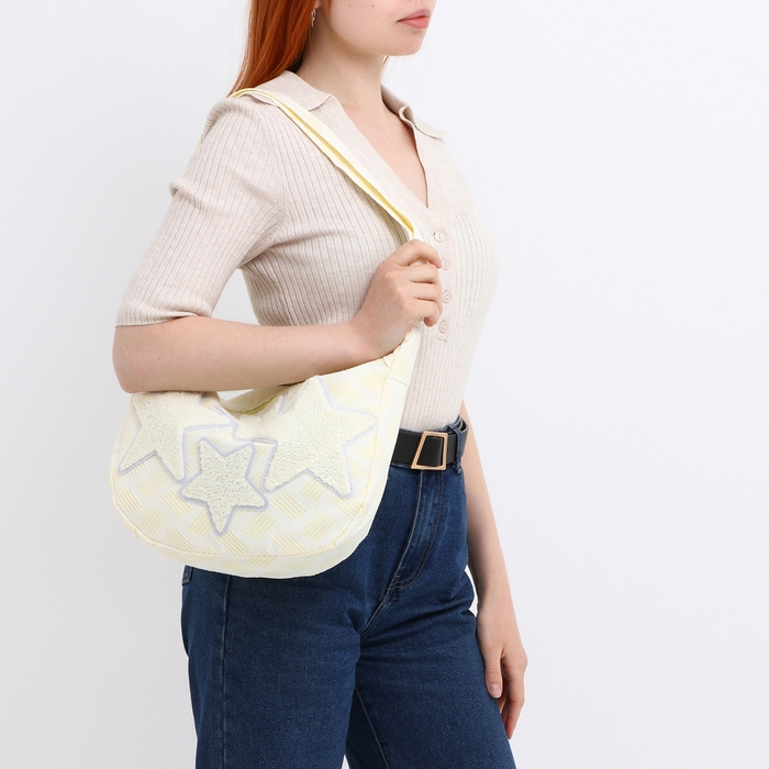 Сумка молодёжная на молнии, цвет жёлтый/белый Сумка молодёжная на молнии, цвет жёлтый/белый