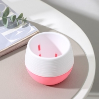 Горшок для цветов с поддоном &laquo;Япония&raquo;, 125 мл, d=8 см, h=6,5 см, цвет белый-розовый