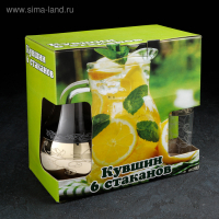 Набор питьевой «Флора», 7 предметов: кувшин 1 л, стакан 230 мл, с гравировкой и напылением, 6 шт, микс Набор питьевой «Флора», 7 предметов: кувшин 1 л, стакан 230 мл, с гравировкой и напылением, 6 шт, микс