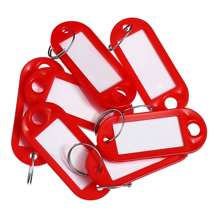 Набор брелоков для ключей, 10 штук, 53 мм, цвет красный Набор брелоков для ключей, 10 штук, 53 мм, цвет красный