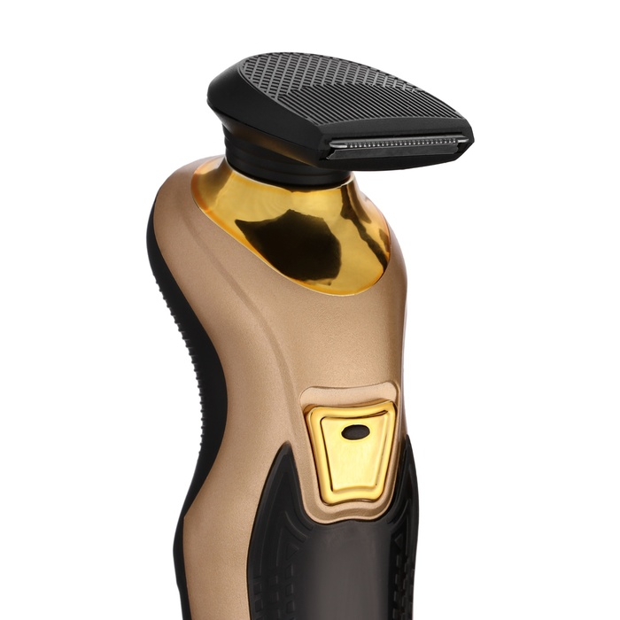 Электробритва Luazon LBR-10, 3 Вт, роторная, 3 головки, сухое бритьё, триммер, от АКБ/220 В