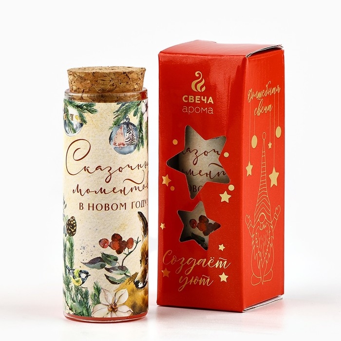 Свеча новогодняя «Сказочных моментов», на Новый год, аромат вишня, 9 х 3,5 см Свеча новогодняя «Сказочных моментов», на Новый год, аромат вишня, 9 х 3,5 см