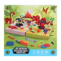 Конструктор винтовая мозаика &laquo;Диномир&raquo;, с электрическим шуруповёртом, 212 деталей