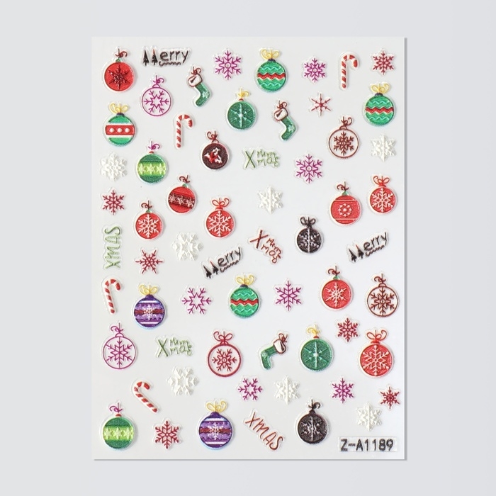 Новый год! Наклейки для ногтей &laquo;Зимние игрушки&raquo;, объёмные, разноцветные