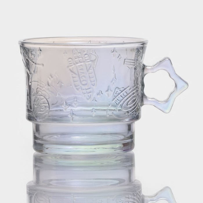 Набор кружек стеклянных &laquo;Космос&raquo;, 4 предмета: 300/300/250/300 мл, цвет перламутровый