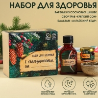 Набор &laquo;Будьте здоровы&raquo;: чай 20 г., варенье из сосновых шишек 30 г., бальзам 100 мл.