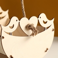 Кашпо деревянное 22&times;15&times;12 см уникальное "Птичкина кормушка Лайт", ручка верёвка, натуральный