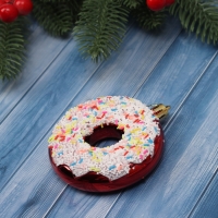 Ёлочная игрушка "Пончик яркий" (набор 2 шт) 9х8 см, красный