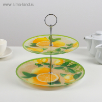 Этажёрка - фруктовница круглая Доляна &laquo;Дольче&raquo;, 2 яруса, d=25/20 см, стекло, цвет жёлтый
