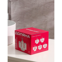 Набор аксессуаров для ванной комнаты Доляна &laquo;Стразы. Капельки&raquo;, 4 предмета (дозатор 200 мл, мыльница, 2 стакана), цвет белый