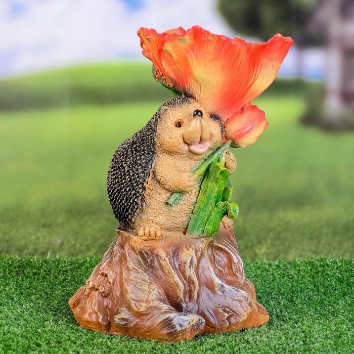 Садовая фигура - поилка Садовая фигура - поилка "Ежик на пне" 26см