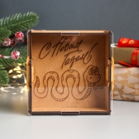 Новогодняя копилка с акрилом "Змея. С Новым годом" 12х12х4 см Новогодняя копилка с акрилом "Змея. С Новым годом" 12х12х4 см