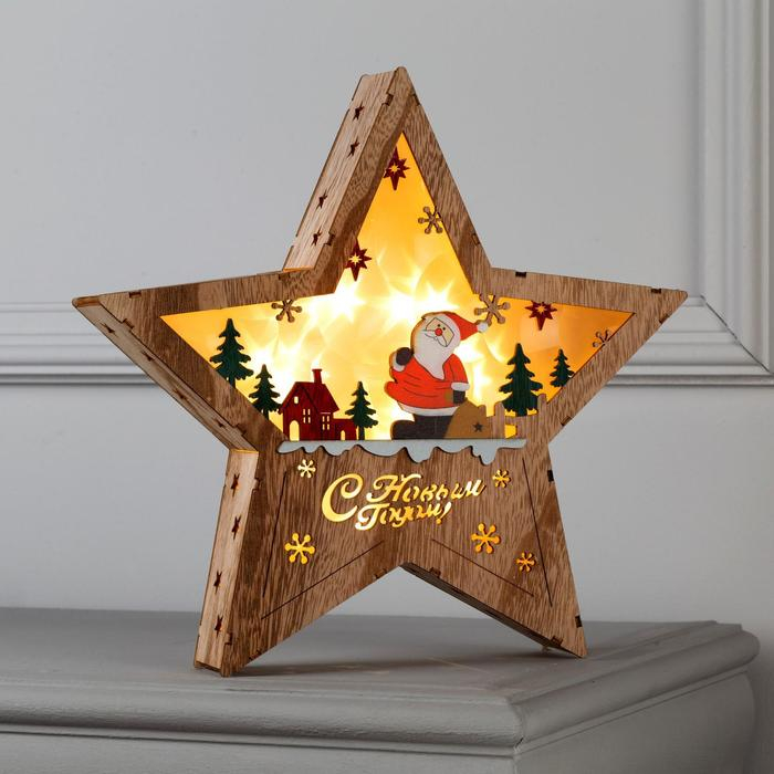 Светодиодная фигура «Дед Мороз в лесу» 30 × 30 × 5 см, дерево, батарейки АААх2 (не в комплекте), свечение тёплое белое Светодиодная фигура «Дед Мороз в лесу» 30 × 30 × 5 см, дерево, батарейки АААх2 (не в комплекте), свечение тёплое белое