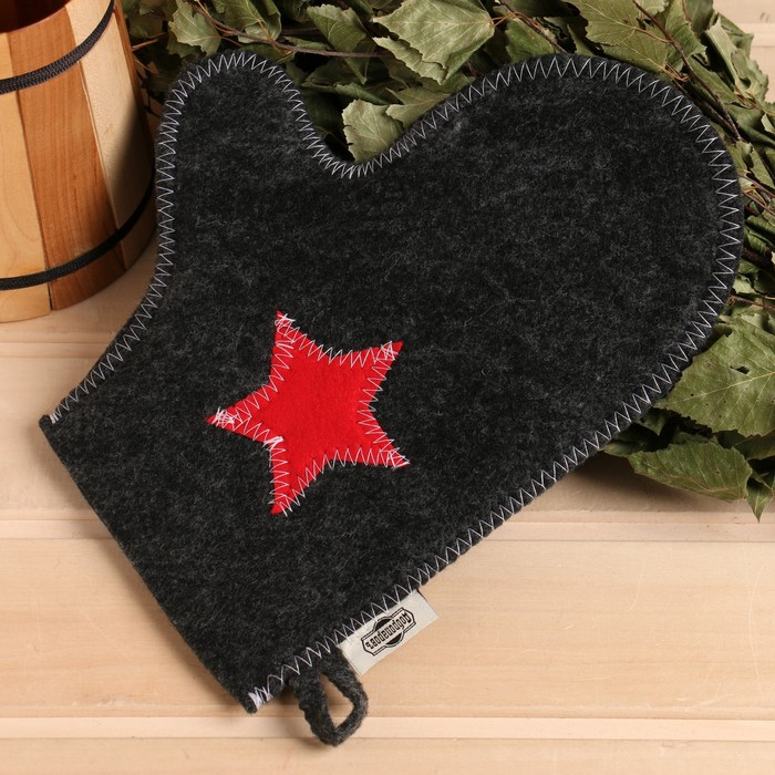 Набор для бани Набор для бани "Буденовец" серый: шапка, коврик, рукавица