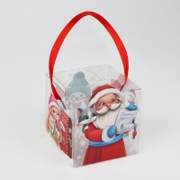 Коробка подарочная новогодняя складная ПВХ, &laquo;Дед Мороз&raquo;, 10 х 10 х 10 см, Новый год