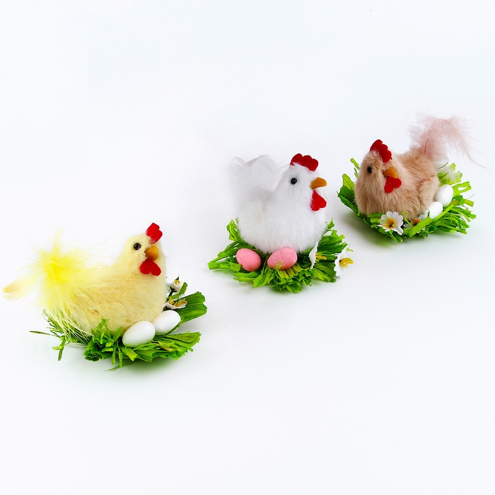 Мягкая игрушка «Курочка в гнёздышке», 7 см, цвет МИКС Мягкая игрушка «Курочка в гнёздышке», 7 см, цвет МИКС