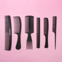 Набор расчёсок, 6 предметов, цвет чёрный