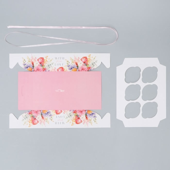 Коробка для капкейка, кондитерская упаковка, 6 ячеек &laquo;С теплом и любовью&raquo;, 23 х 16 х 7.5 см