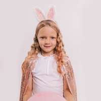 Карнавальный набор «Стильный зайка» плащ с пайетками 65 см, ободок, цвет розовый Карнавальный набор «Стильный зайка» плащ с пайетками 65 см, ободок, цвет розовый