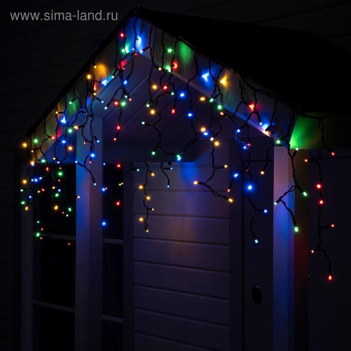 Гирлянда Гирлянда "Бахрома" 3 х 0.6 м , IP65, УМС, тёмная нить каучук, 108 LED, свечение мульти, 220 В