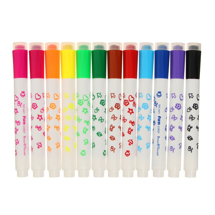 Фломастеры-штампики 12 цветов, Funcolor, в пластиковом пенале, МИКС