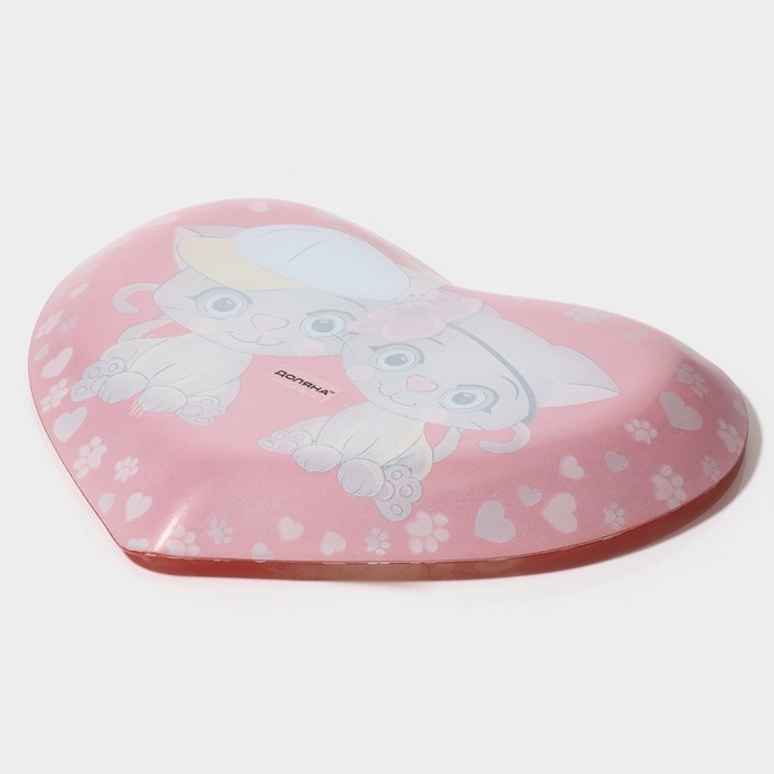 Блюдо стеклянное сервировочное Доляна &laquo;Сердце. Котики&raquo;, 25&times;21&times;2,3 см, цвет красный