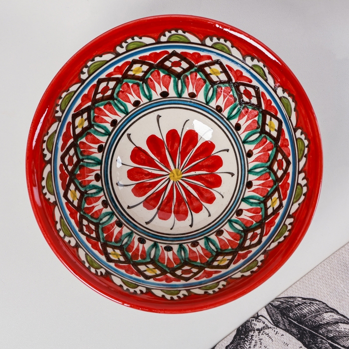 Коса Риштанская Керамика "Узоры" красная, 18 см, большая,