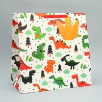 Пакет подарочный, упаковка, &laquo;Динозаврики&raquo;, 38 х 38 х 21 см