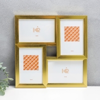 Фоторамка пластик на 4 фото "KRUZO", цв. золотой Фоторамка пластик на 4 фото "KRUZO", цв. золотой