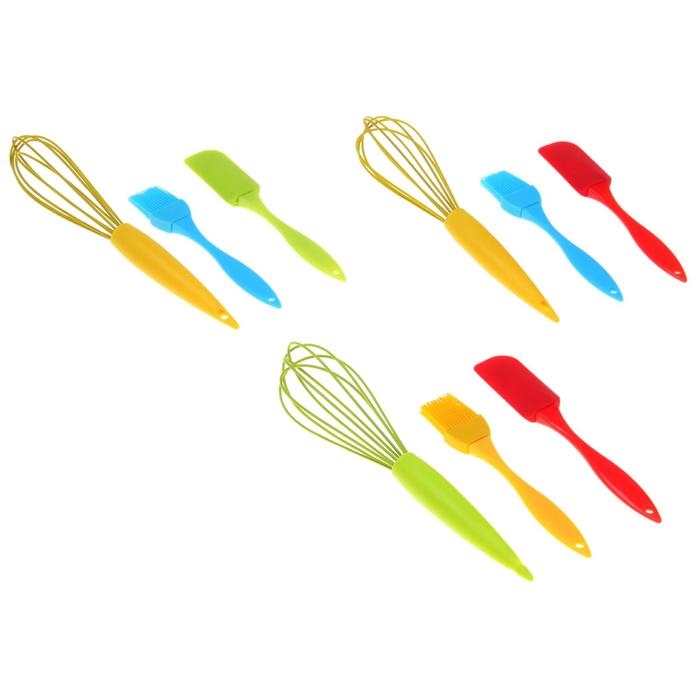 Набор для выпечки Доляна &laquo;Лето&raquo;, 3 предмета: лопатка 18,7 см, кисть 17 см, венчик 26 см, цвет МИКС