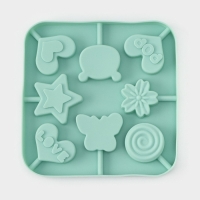 Форма для леденцов Доляна &laquo;Сладость&raquo;, силикон, 15&times;15&times;1,5 см, 8 ячеек, с палочками, цвет бирюзовый