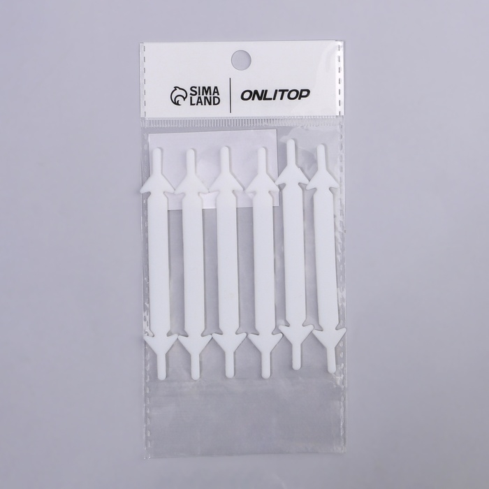 Набор шнурков для обуви, 6 шт, силиконовые, плоские, 13 мм, 9 см, цвет белый