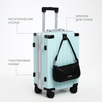 Чемодан малый 37 л (S), отдел на молнии, 2 кодовых замка, 4 колеса, крючок, цвет голубой