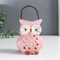 Подсвечник керамика на 1 свечу "Очковая сова" с ручкой 9,5х6,5х7 см МИКС