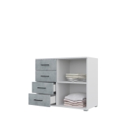 Спальный гарнитур Бостон, Кровать 1600, Комод, 2 тумбы, Шкаф 1200, Белый/Бетон