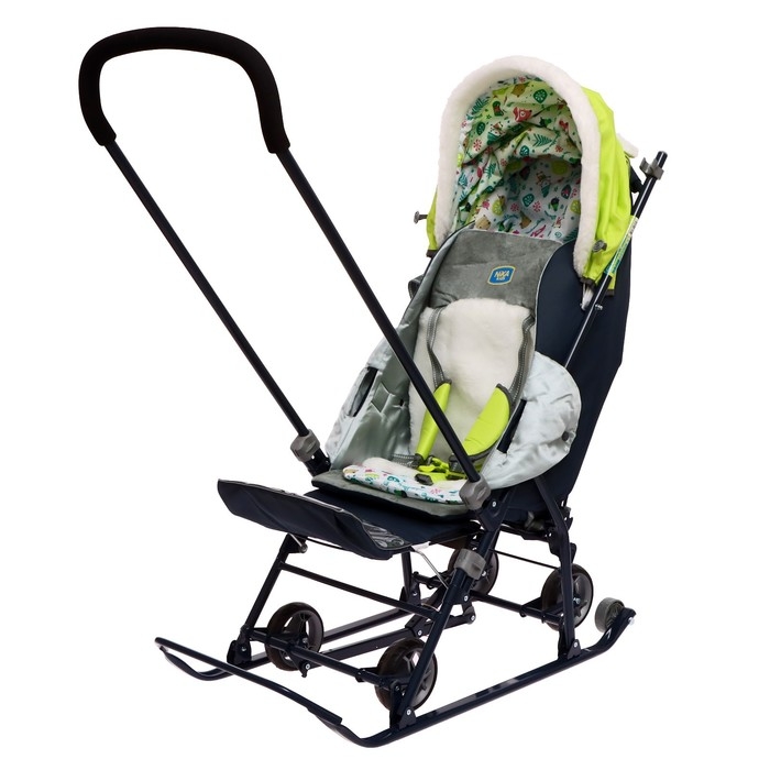 Санки-коляска &laquo;Наши детки 5-1&raquo; с жирафом, цвет лимонный