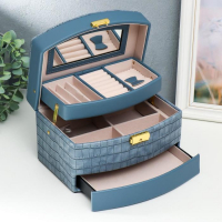 Шкатулка кожзам для украшений сундучок "Синий питон" комбинированная 13х15х21,5 см Шкатулка кожзам для украшений сундучок "Синий питон" комбинированная 13х15х21,5 см