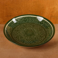 Ляган круглый Риштанская Керамика, зеленый, 25см, МИКС Ляган круглый Риштанская Керамика, зеленый, 25см, МИКС