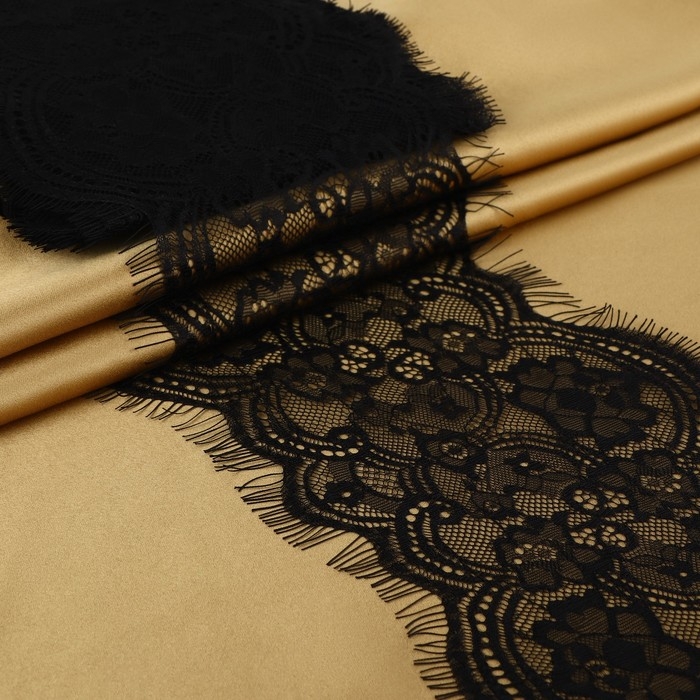 Кружево реснички, 170 мм &times; 3 &plusmn; 0,5 м, цвет чёрный