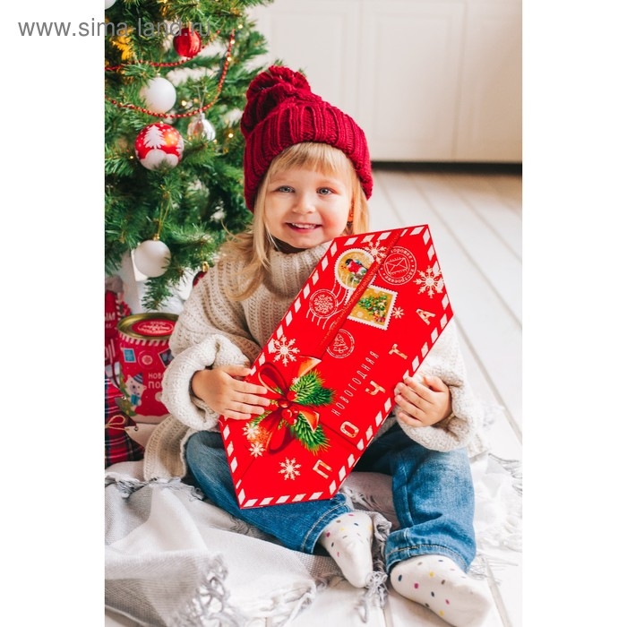 Подарочная коробка - конфета новогодняя складная &laquo;Новогодняя почта&raquo;, 18 х 28 х 10 см, Новый год